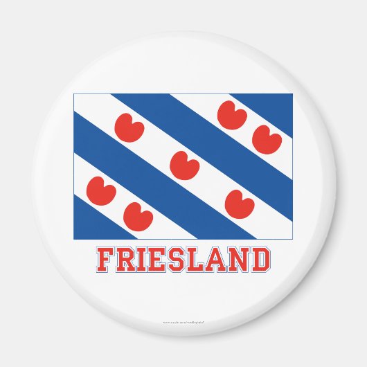 Friesland Vlag met naam Magneet (Voorkant)