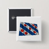 Friesland Waving Flag Vierkante Button 5,1 Cm (Voorkant /achterkant)