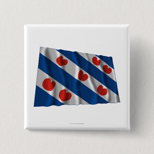Friesland Waving Flag Vierkante Button 5,1 Cm (Voorkant)