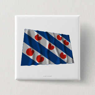 Friesland Waving Flag Vierkante Button 5,1 Cm
