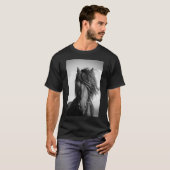 Friessische hengst in de wind. t-shirt (Voorkant volledig)