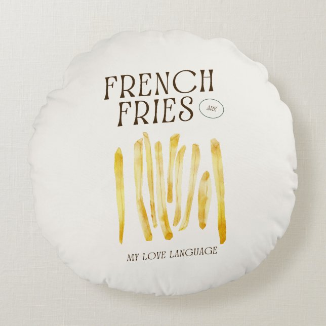 Friet is mijn liefdestaal rond kussen (Voorkant)