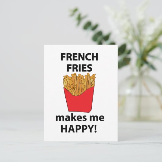 friet maakt me blij friet briefkaart (Staand voorkant)
