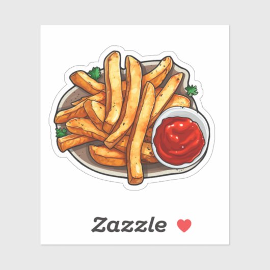 Friet met ketchup sticker (Vel)