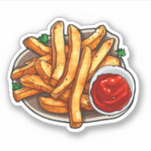 Friet met ketchup sticker (Voorkant)