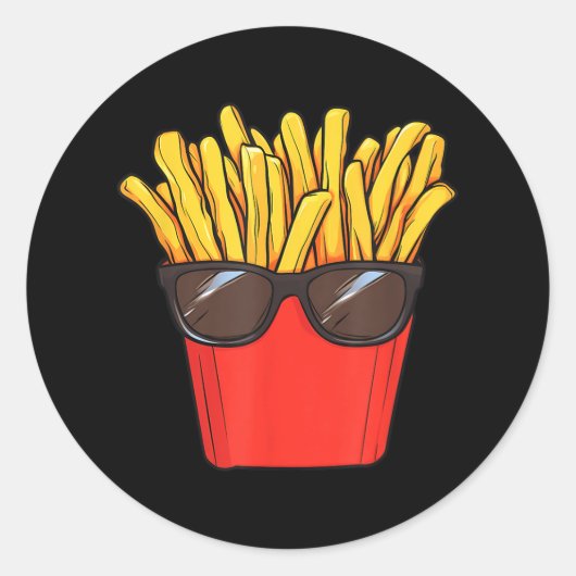 frietjes aardappelzonnebril ronde sticker (Voorkant)