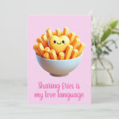 Frietjes delen is mijn liefdestaal Funny Valentijn Feestdagenkaart (Staand voorkant)