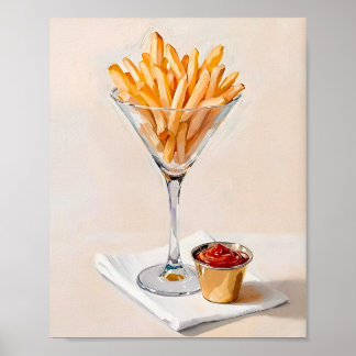 Frietjes in Martini glas Poster