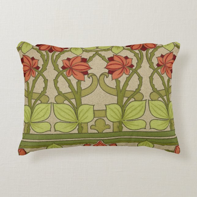 Frieze Border Art Nouveau Floral Accent Kussen (Voorkant)