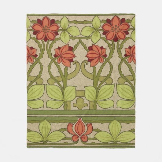 Frieze Border Art Nouveau Floral Fleece Deken (Voorkant)