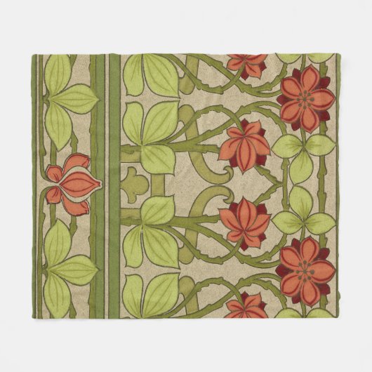 Frieze Border Art Nouveau Floral Fleece Deken (Voorkant (Horizontaal))
