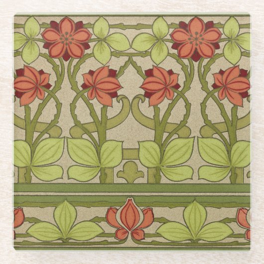 Frieze Border Art Nouveau Floral Glazen Onderzetter (Voorkant)
