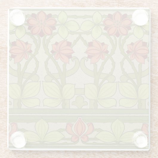 Frieze Border Art Nouveau Floral Glazen Onderzetter (Achterkant)