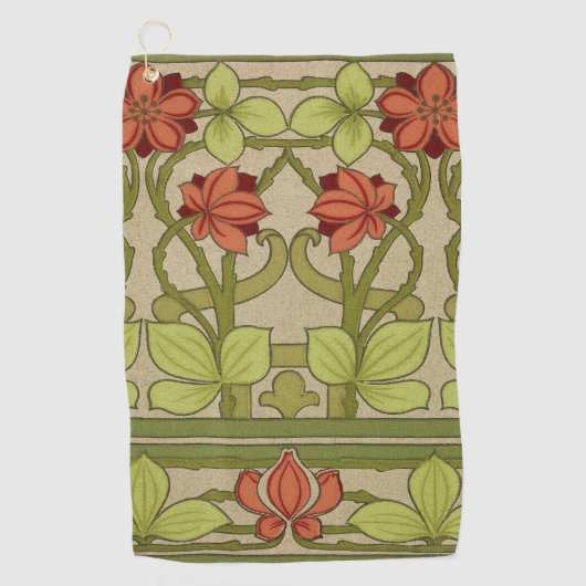 Frieze Border Art Nouveau Floral Golfhanddoek (Voorkant)