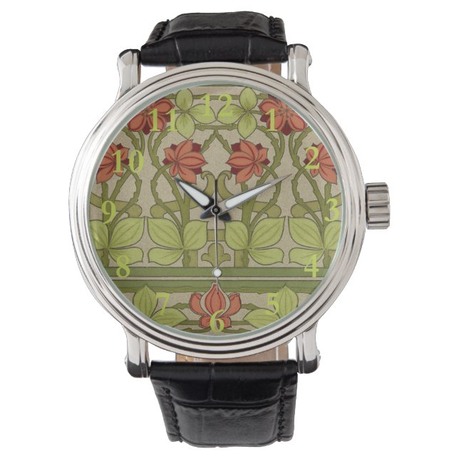 Frieze Border Art Nouveau Floral Horloge (Voorkant)