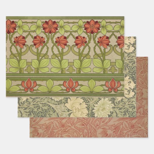 Frieze Border Art Nouveau Floral Inpakpapier Vel (Set)