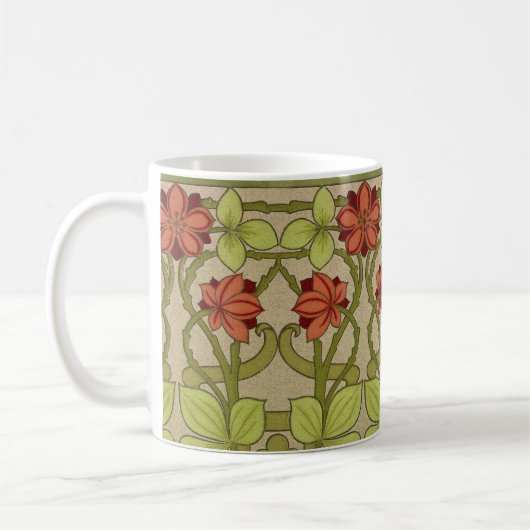 Frieze Border Art Nouveau Floral Koffiemok (Links)