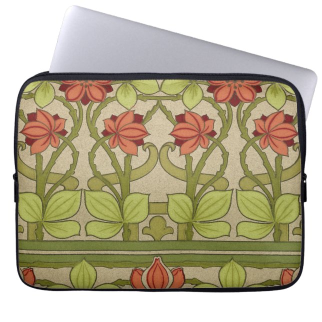 Frieze Border Art Nouveau Floral Laptop Sleeve (Voorkant)