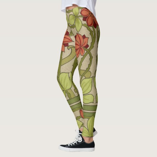 Frieze Border Art Nouveau Floral Leggings (Links)