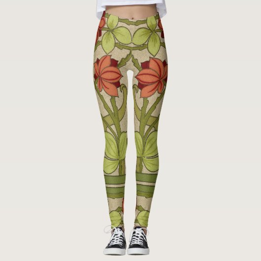 Frieze Border Art Nouveau Floral Leggings (Voorkant)