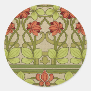 Frieze Border Art Nouveau Floral Ronde Sticker