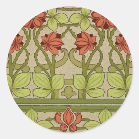Frieze Border Art Nouveau Floral Ronde Sticker (Voorkant)
