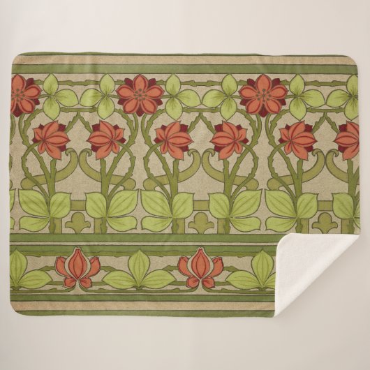 Frieze Border Art Nouveau Floral Sherpa Deken (Voorkant (horizontaal))