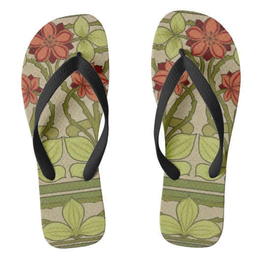 Frieze Border Art Nouveau Floral Teenslippers (Voetbed)