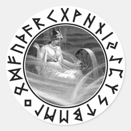 Frigg Rune Shield Ronde Sticker (Voorkant)