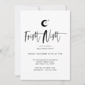 Fright Night Black Moon, Minimal Halloween Party Kaart (Voorkant)