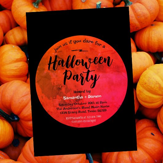 Fright Night Blood Moon Halloween Party Uitnodigin Kaart