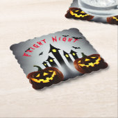 Fright Night Creepy Halloween Jack 'o Lantern Kartonnen Onderzetters (Gebogen)