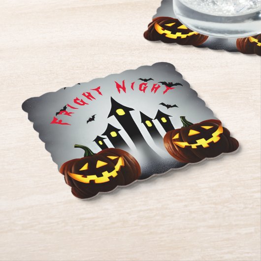 Fright Night Creepy Halloween Jack 'o Lantern Kartonnen Onderzetters (Gebogen)