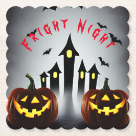 Fright Night Creepy Halloween Jack 'o Lantern Kartonnen Onderzetters