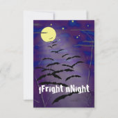 Fright Night Full Moon & Bats Halloween Party Kaart (Voorkant)