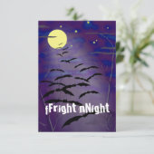 Fright Night Full Moon & Bats Halloween Party Kaart (Staand voorkant)