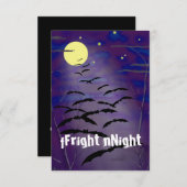 Fright Night Full Moon & Bats Halloween Party Kaart (Voorkant / Achterkant)