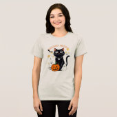 Fright Night Halloween Cat Tri-Blend Shirt (Voorkant volledig)