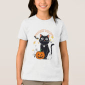 Fright Night Halloween Cat Tri-Blend Shirt (Voorkant)