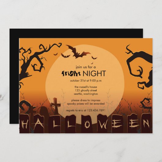 Fright Night - halloween party call Kaart (Voorkant / Achterkant)