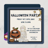 Fright Night Monsters 2 Halloween Party Invite Kaart (Voorkant / Achterkant)