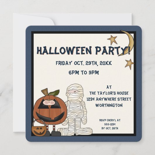 Fright Night Monsters 2 Halloween Party Invite Kaart (Voorkant)