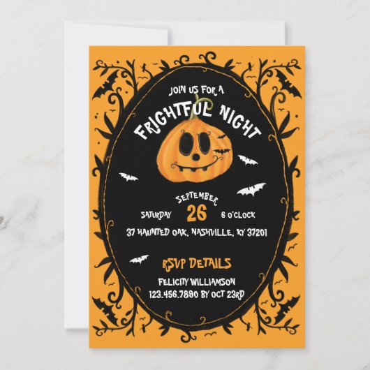 Fright Night Scary Halloween Pumpkin Carving Party Kaart (Voorkant)