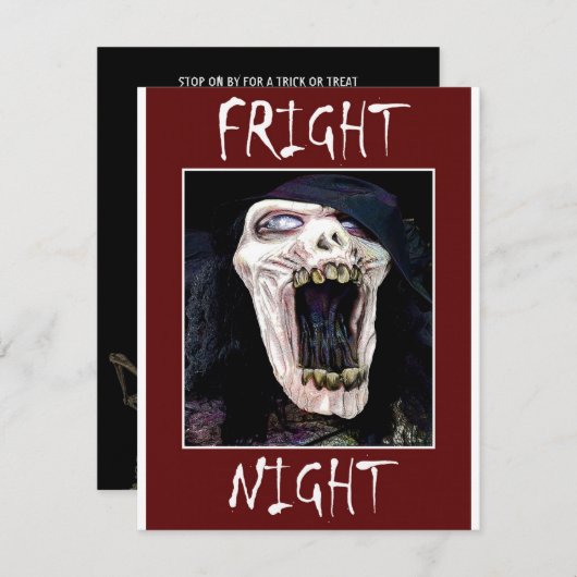 Fright Night Skelton Skulll Halloween Party Kaart (Voorkant / Achterkant)