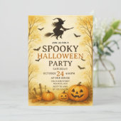 Fright Night Spooky Halloween Party Uitnodiging (Staand voorkant)