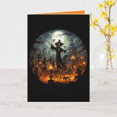 Frightful Skelet Heksen Party Halloween Kaart (Gele Bloem)