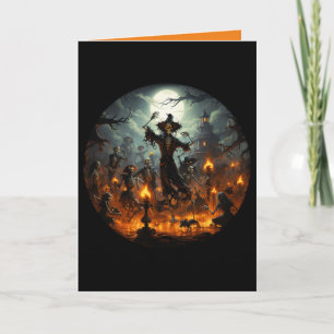 Frightful Skelet Heksen Party Halloween Kaart