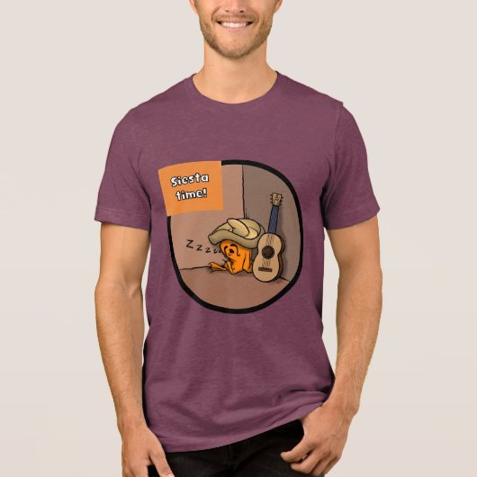 Frijole Frog Siesta Heren T-Shirt in Wijnrood (Voorkant)
