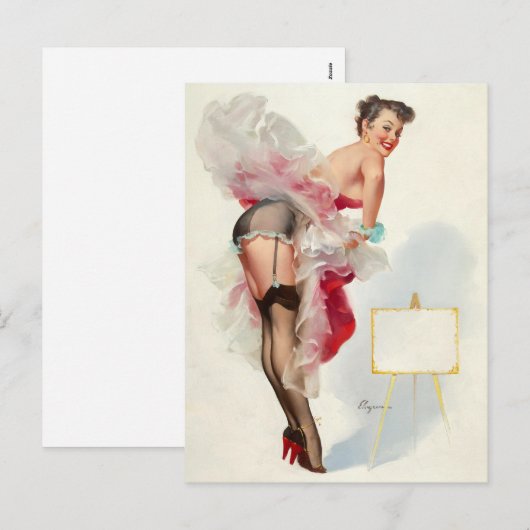 Frills pin-up feestdagenkaart (Voorkant / Achterkant)