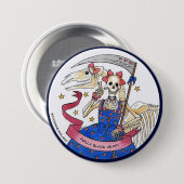 Frilly Black Death Ronde Button 7,6 Cm (Voorkant /achterkant)